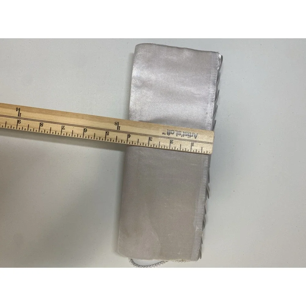 Jessica McClintock Elegant Silver Satin Evening Clutch‎ Event Wedding Guest Gala